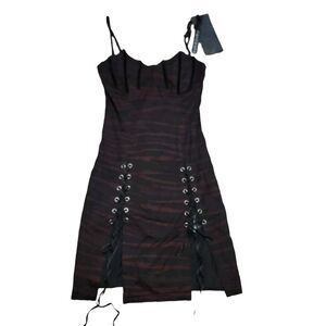 Punk Rave Dress Womans XS-S Black & Red Gothic Bat Wing Slip Dress NWT Punk